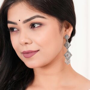 Women Traditional Silver AZ838-OXidised Jhumka Set | German Silver Chand Baliyan & Jhumkas Earrings for Women | Birthday & Anniversary Gift -AZ838-OX-ER47