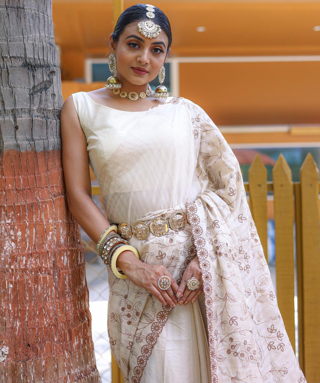 Women's Royal Prussian Blue Georgette Saree with Intricate Silver Thread & Mirror Work Embroidery β Perfect for Festive & Wedding Celebrations - Image 28